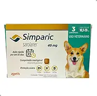 Antipulgas Simparic 40 mg para cães 10,1 a 20 kg - Zoetis - 3 unidades