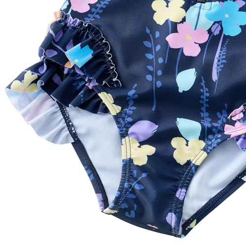 Image of UMELOK Girls Long Sleeve Rash Guard One Piece Swimsuits UPF 50+ Ruffle Zipper Bathing Suit 4-10 Years