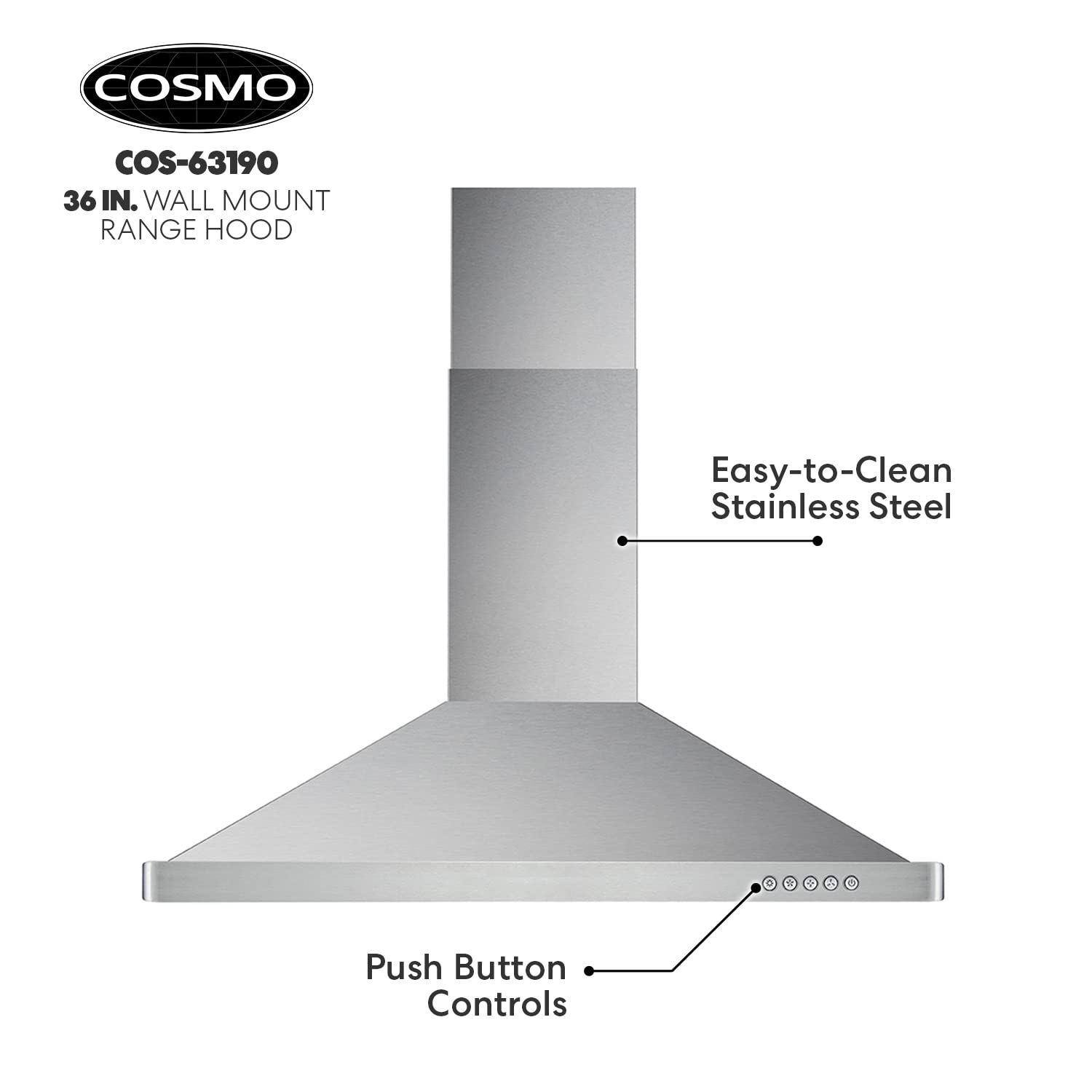 Buy COSMO 63190 36 in. Wall Mount Range Hood with Ducted Convertible