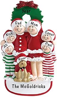 Personalized Family Ornaments with Dogs 2022  Polyresin family of 6 Christmas Ornament  Charming, Unique Personalized Ornament for Dog  Dogs First Christmas Ornament for Dog Lovers