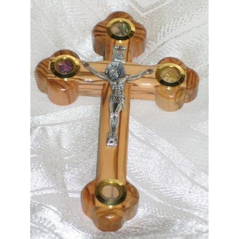 Cross Crucifix Orthodox 14 Station 4 Lens Olive Wood 7 Inch Jerusalem Cover