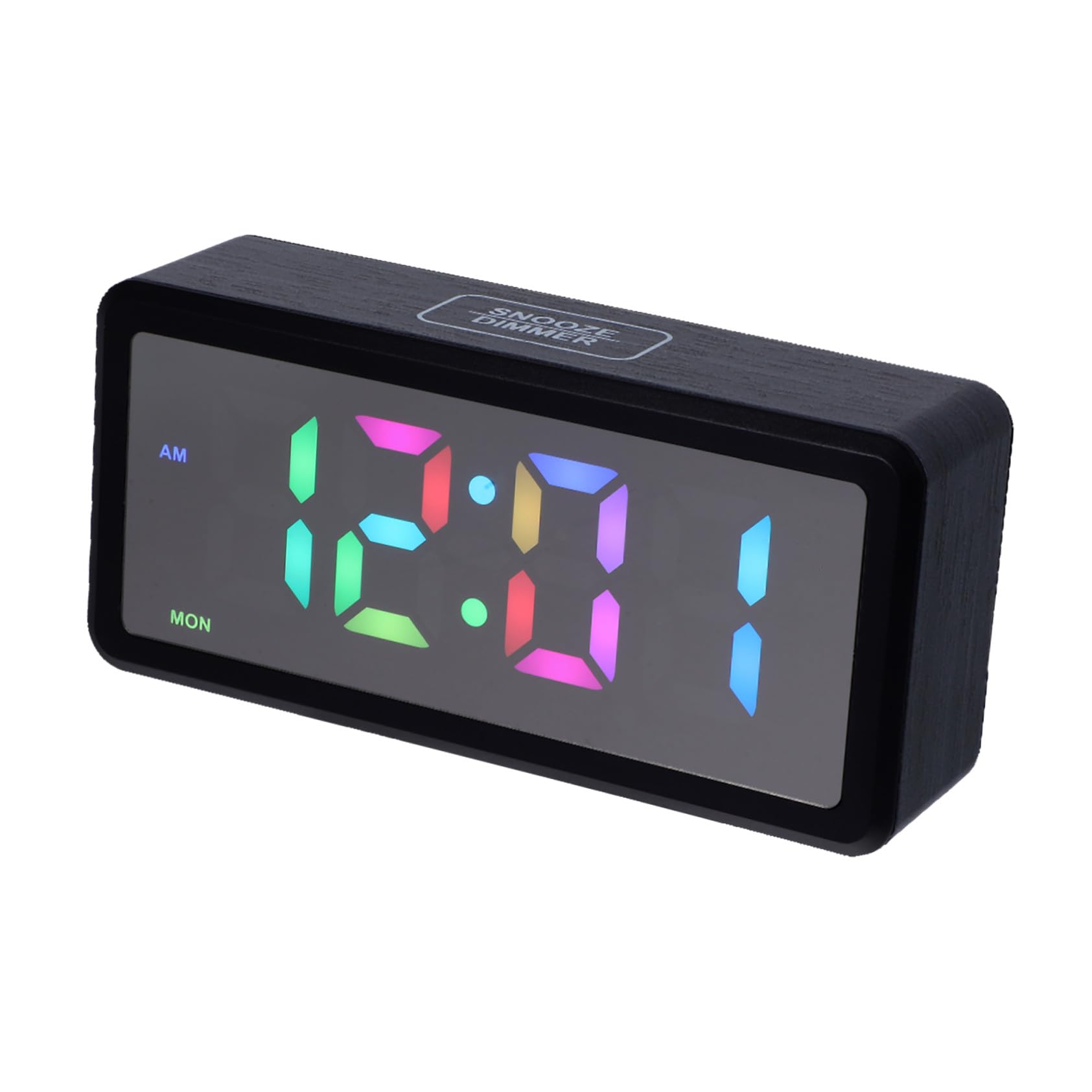 Reloj Despertador Digital LED con Ajuste Manual DST Iluminación RGB Regulable Indicador Claro de Días Semana para Mesilla de Dormitorio y Escritorio