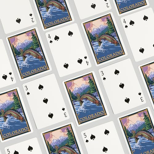 Lantern Press Colorado, escena pesca con mosca, 52 cartas póker miniatura 4