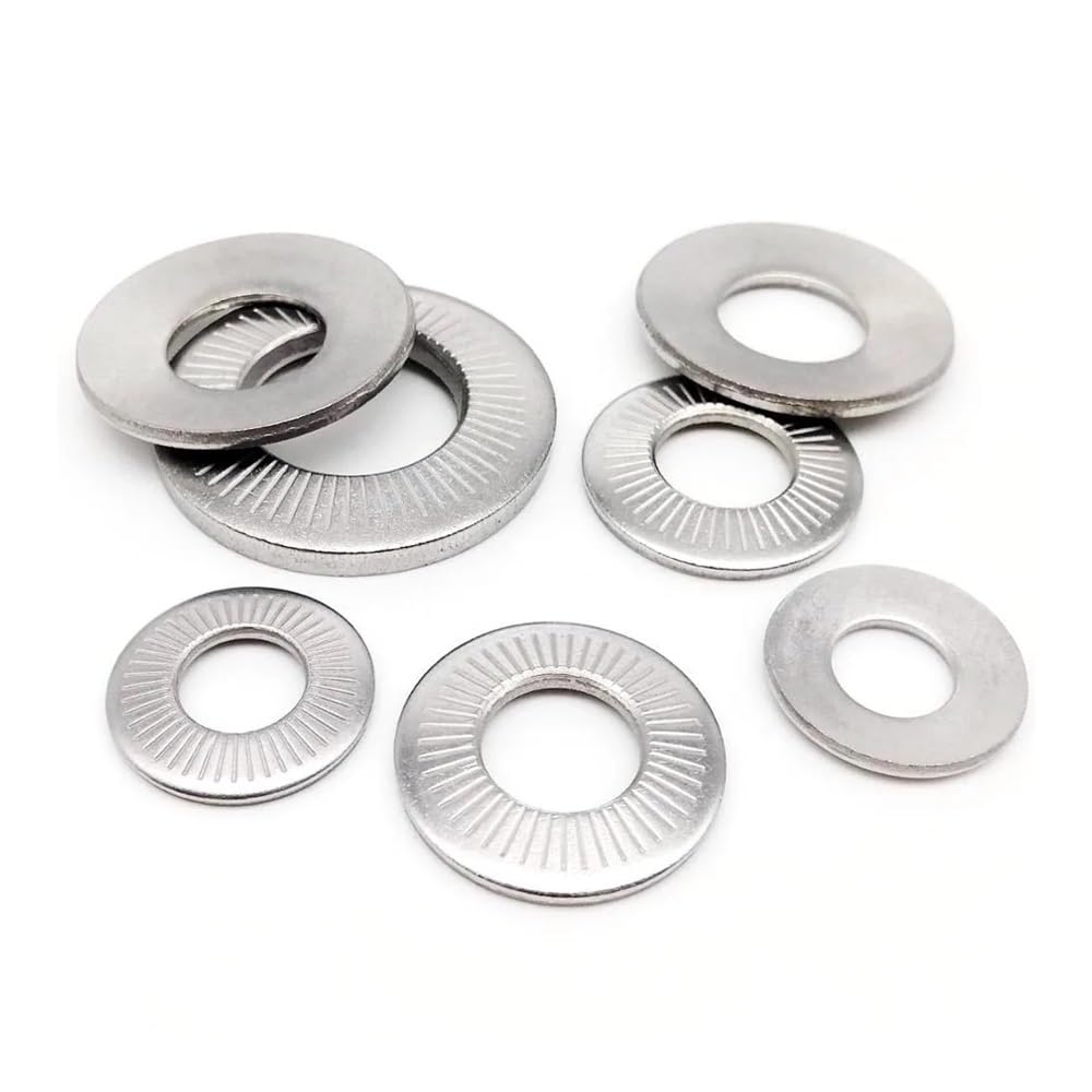 2/10/25/50pcs M3 M4 M5 M6 M8 M10 M12 M16 304 Stainless Steel Spring Serrated Lock Washer Conical Knurled Elastic Gasket(25pcs M5)
