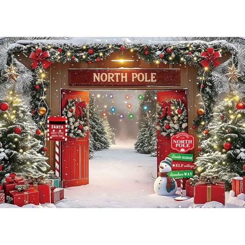 Fluzimir 10x8ft Christmas Backdrops for Photography Winter Snow Forest Barn