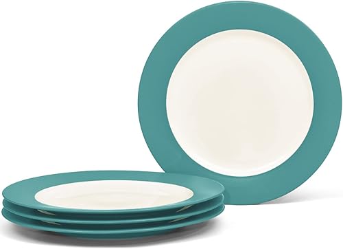 Noritake Colorwave Turquoise 8-14" Rim SaladDessert Plates, Set of 4