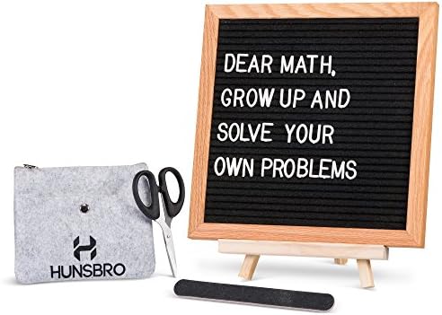 Felt Changeable Letter Board 10"X10" with Stand Superior Felt Board in Beautiful Oiled Oak Frame - 362 White Letters Numbers and Special Characters with Emojis - Bonus Character Pouch and Wood Stand