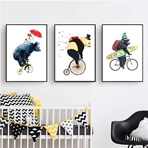 Affiche Animaux sur Vélo pour égayer un mur vide sans risquer de déchirure avec notre toile pop