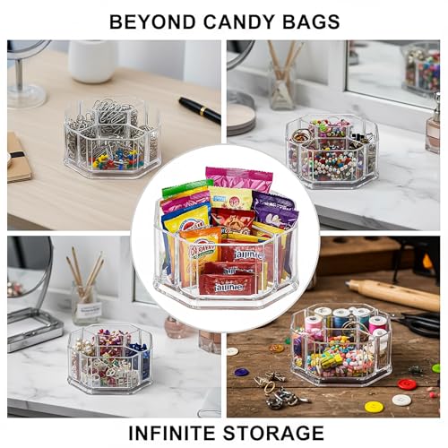 Image of Hiceeden Acrylic Tea Bag Organizer, 5 Compartment Sugar Packets Holder Divided Coffee Condiment Storage Caddy Box for Kitchen Cabinet, Countertop, Tabletop (Pack of 2)