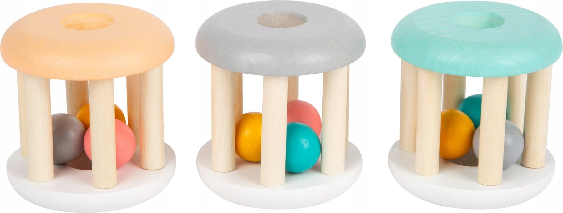 small foot 11712 Baby Rattle Pastel, sonajero de Madera en un Set de 3 para bebés