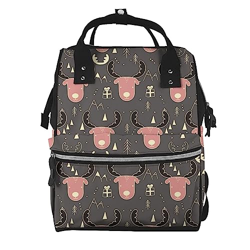 Sac à dos à couches motif tribal élan, grand sac d'école ordinateur portable