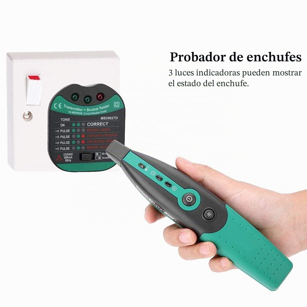 Probador de enchufes - MASTECH MS5902 Buscador de fusibles de disyuntor automático Probador de enchufes de EE. UU./UE(EU plug)