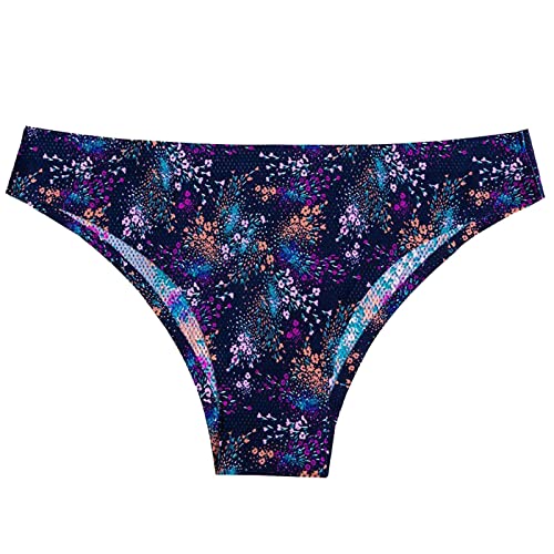 Cocila Bragas Menstruales Mujer Cintura Media Braguitas Flujo Cómodas Y Transpirables con Patrón Impreso para Mujer, (Dark Blue, XL) Cuecas Mulher Algodão Talla Grande Tanga Amarillo Graciosas