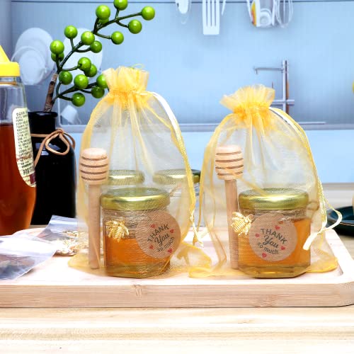 Xing-Ruiyang X001 30 Pack 1.5 Oz Mini Glass Honey Jar, Small Hexagonal Honey Jars With Wooden Dipper Gold Lid Bee Charms Gold Gift Bags And Rope For Baby Shower Wedding Party Favors thumb #5