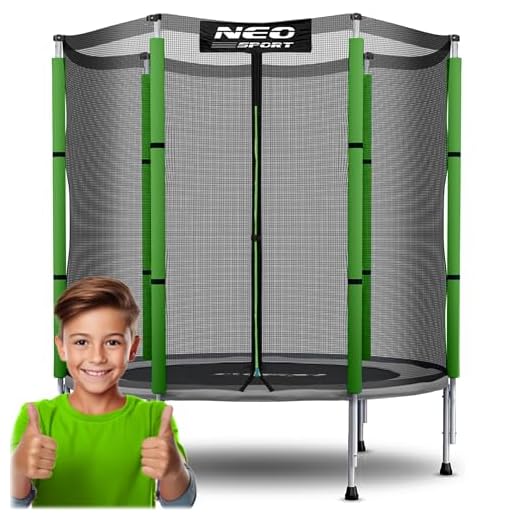Neo-Sport Trampoline d'extérieur pour Enfants avec Filet de sécurité Externe 140 cm Noir/Vert