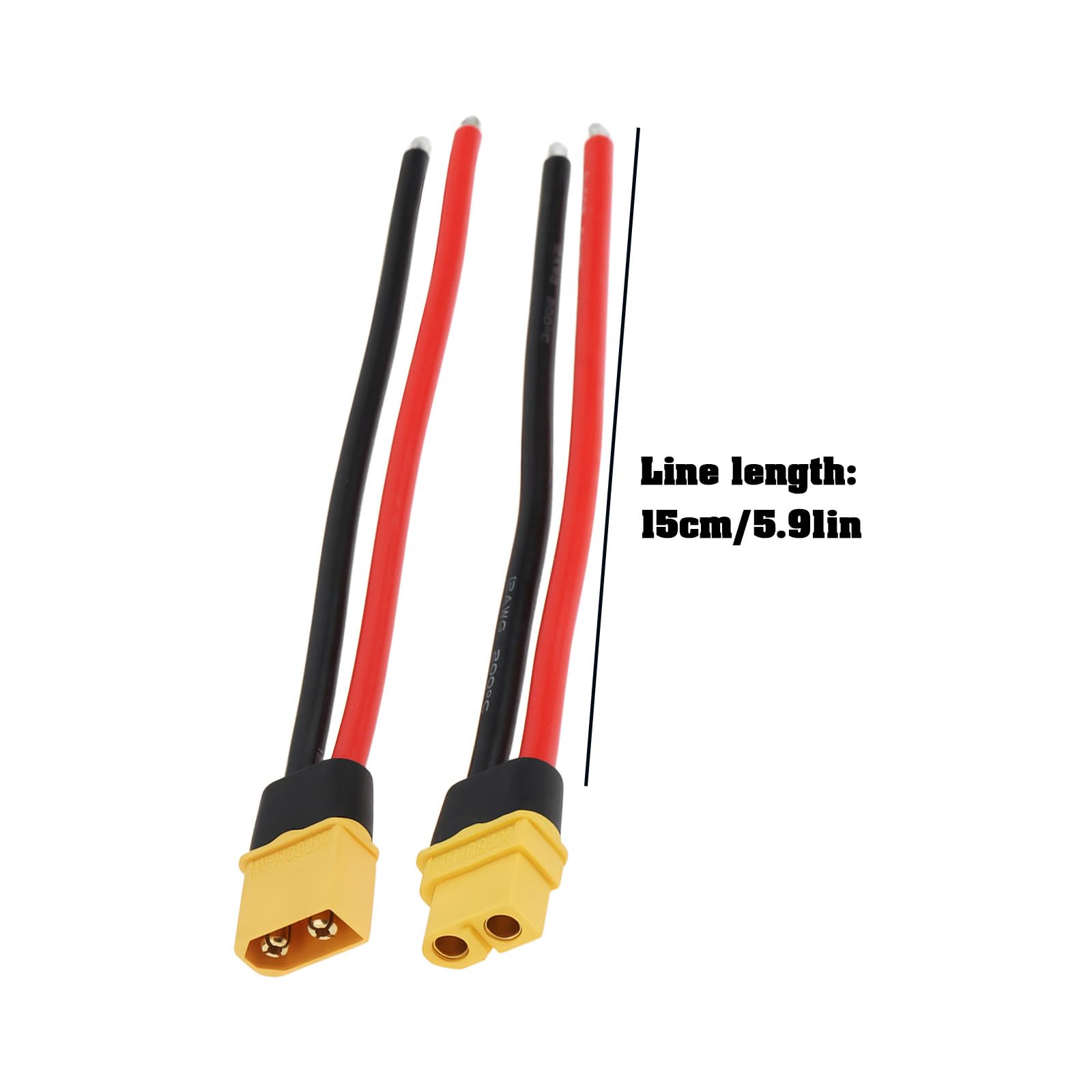 EMSea 4Pcs XT60 Male Fmale Plug Socket Incl Silicone Cable Coupling for Model Car 15cm 12AWG - Image 4