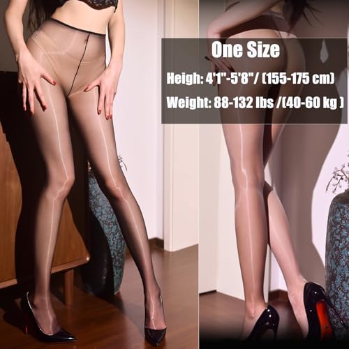 Image of Women's Oil Shiny Pantyhose 3 Denier Ultra-Thin Sheer Tights Silky Control Top Stockings