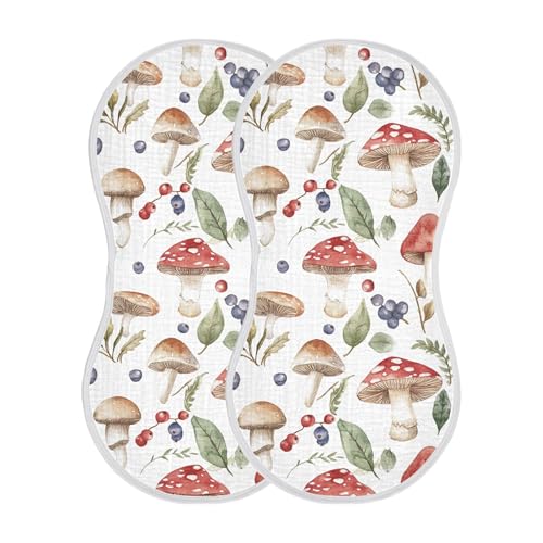 xigua Watercolor Forest Mushrooms Baby Burp Cloths for Newborn Boys and Girls 1 Pack, Soft & Absorbent Cotton Baby Burp Cloth, Baby Washcloths, Newborn Towel, Burp Rags2