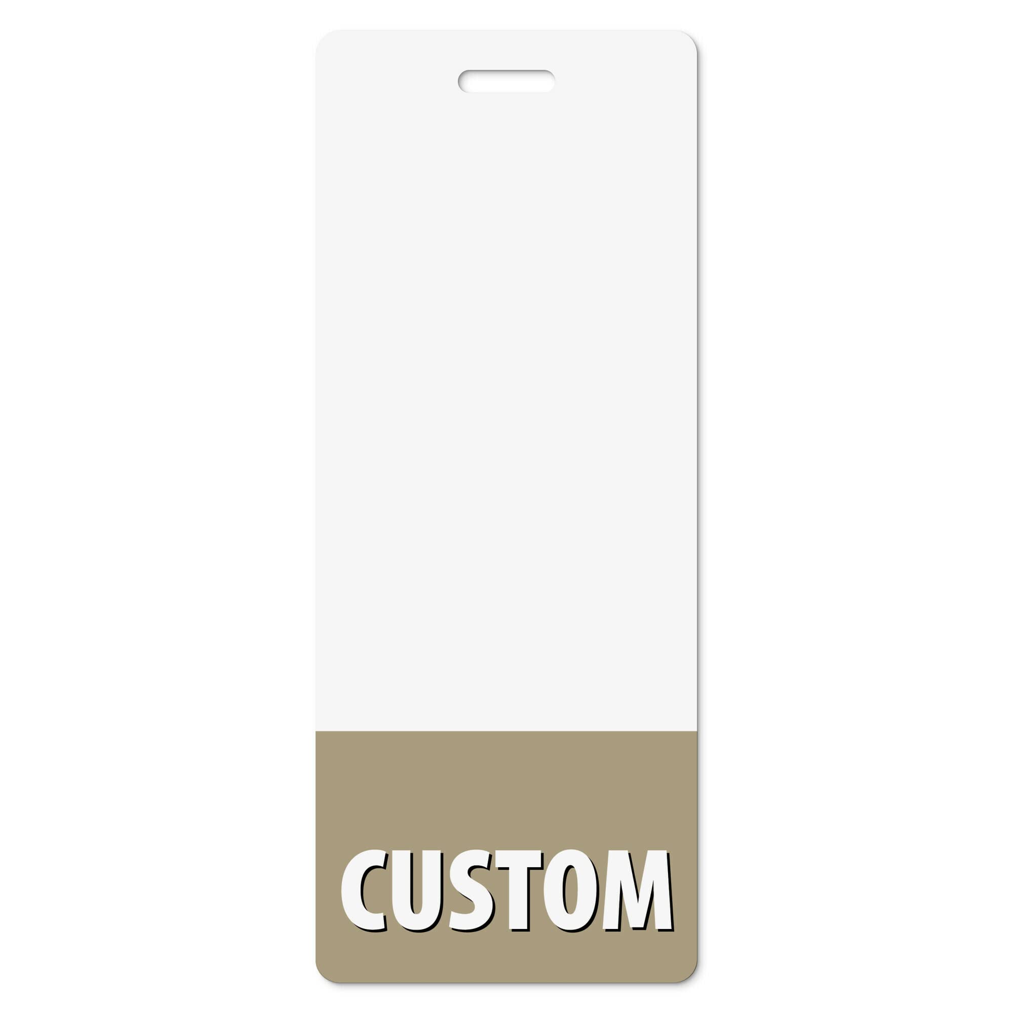 Personalized Print Badge Buddy - in Sandstone Color - Vertical Oversized - Print On Both Sides - Durable and Water Resistant Ideal for Teachers,