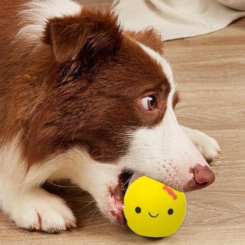 Générique Hundespielzeug Ei- Quietschendes Ei aus Latex, Kauball aus, vierfarbiges Design | interaktives Spielzeug für Haustiere zum Spielen von Erholungsspielen-2