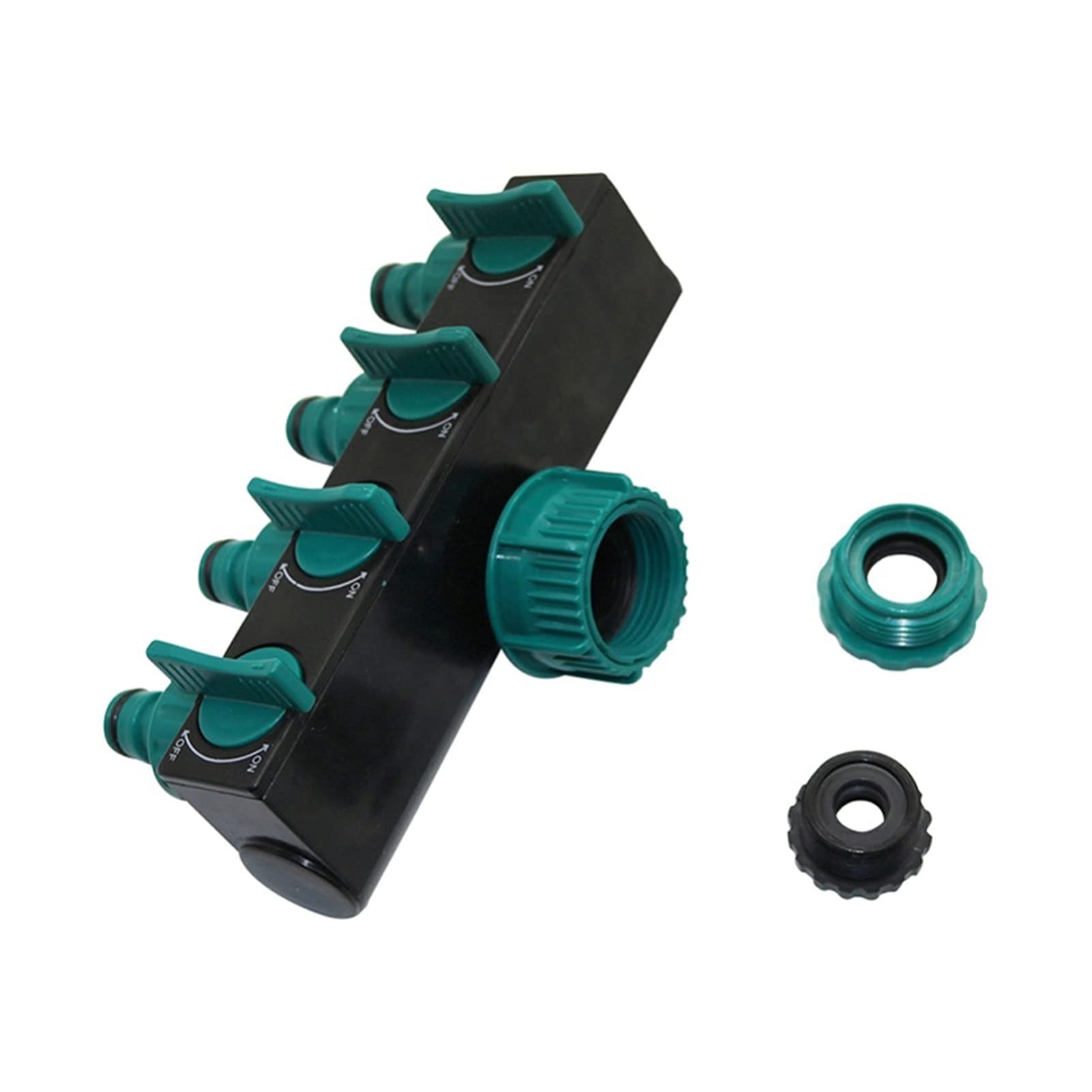 Grifo de jardín roscado europeo de 4 vías, roscas internas de 1/2 a 3/4 a 1 pulgada, fontanería de jardín duradera, amarillo, ideal para riego y riego eficientes