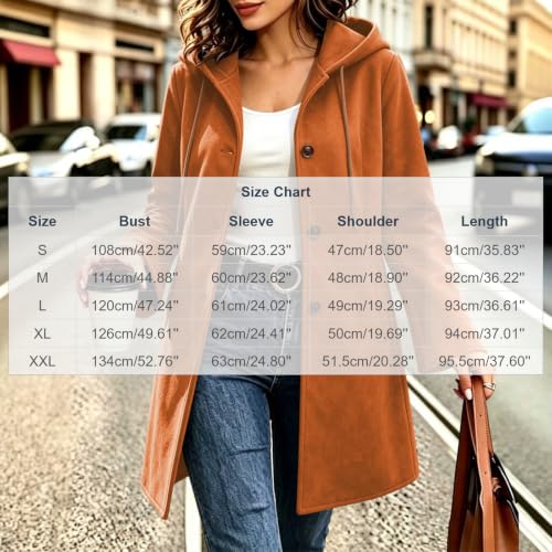 SHOPESSA Faux Suede Jacket Women Long Button Hooded Trench Coat with Pocket - image 4