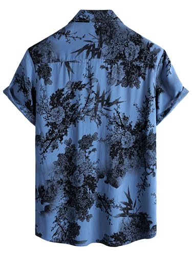 Image of JOTOOK Mens Hawaiian Shirt Short Sleeve Button Down Tropical Shirts Casual Floral Summer Beach Shirt