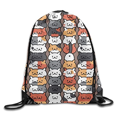 Cute Cats Print Drawstring Backpack Rucksack Shoulder Bags Gym Bag Sport Bag