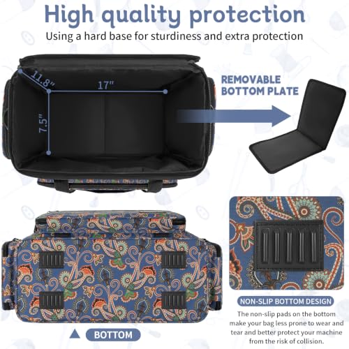 Image of Sewing Machine Carrying Case with Multiple Storage Pockets Large Capacity, Universal Tote Storage Bag Compatible with Most Standard Singer, Brother, Janome, Bohemian