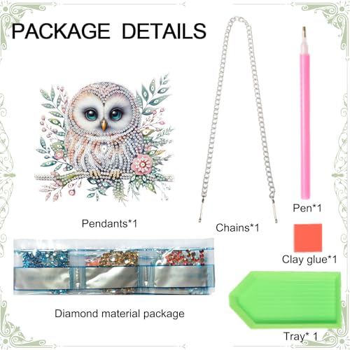 Image of AiYuanzsh Diamond Art Painting Kits Hanging Pendant, Animal Owl Diamond Art Hanging Sign DIY Special Shaped Crystal Pendant Ornaments for Door Wall Window Home Xmas Halloween Decor