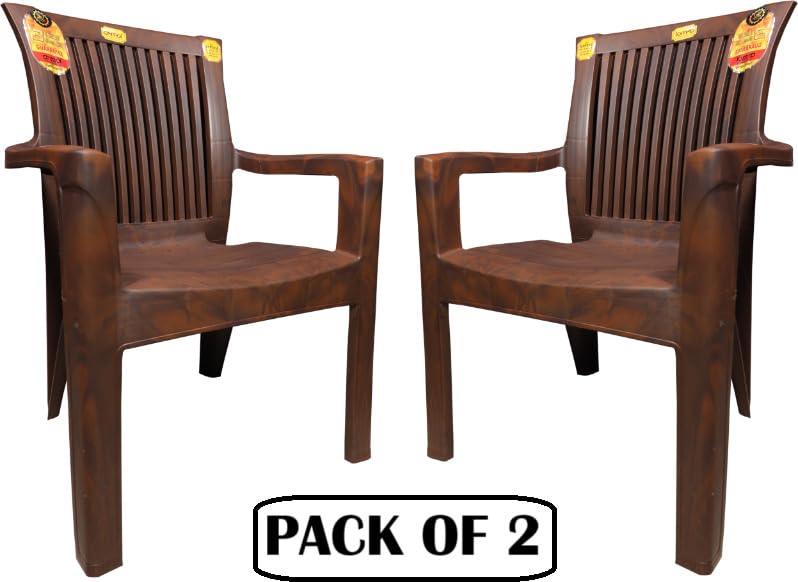Anmol Moulded Victory Heavy Duty high Back Ortho Chair Quality Matters for us Plastic Living Room,Office,resturant,Balcony,Garden,Outdoor Chair Brown (Pack of 2) 3