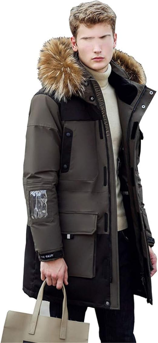 Long Winter Down Jacket with Fur Hood Men's Clothing Casual Jackets