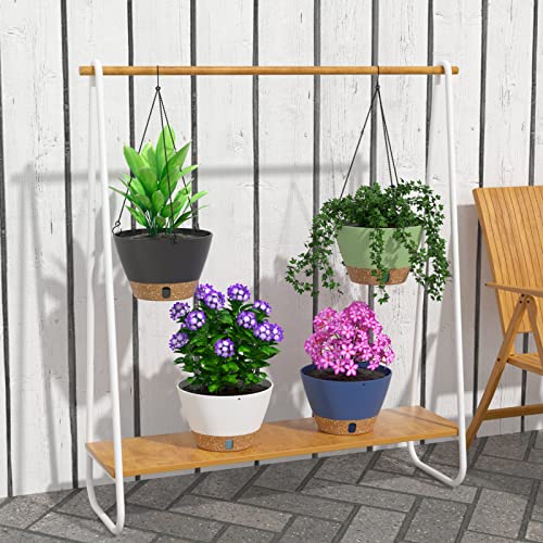 Pots de fleurs suspendus de 25 cm en plastique bleu résistant aux UV - 7