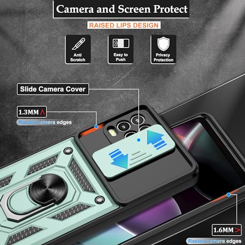 Gritup for Moto G Stylus 5G-2021 Case with Slide Camera Cover | 1*Pack HD Screen Protectors | 360° Rotating Metal Kickstand | MIL-Grade Shockproof Protection, Dark Green - image 3