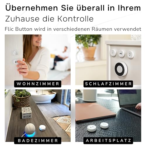 Flic Smart Button Schwarz – 1er-Pack: Steuert Licht, Musik & mehr per Drücken, Doppeldrücken, Halten. Kompatibel mit Alexa, HomeKit, Matter. Einrichtung über Flic App, Bluetooth/WLAN nötig.