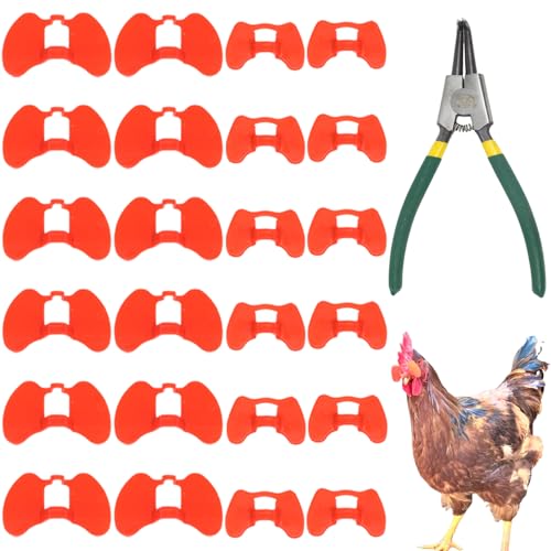Pinless Peepers for Chickens 25 Pcs Anti-Pecking Goggles with Pliers Chicken Blinders and Plier Tool Chicken Glasses Pheasant Poultry Blinders Spectacles (12 Pcs Large and 12 Pcs Middle with Plier)