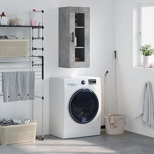 Qnhdfrt Concrete Grey Wall Mounted Cabinet 34.5x34x90 cm Eng