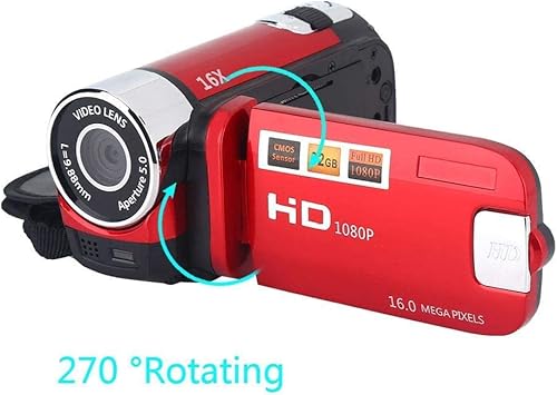 Miniatura 4 de Socobeta Videocámara DV Cámara de video Full HD 270 rotación 1080P 16X videocámara digital de alta definición Cámara digital de EE. UU. Rojo