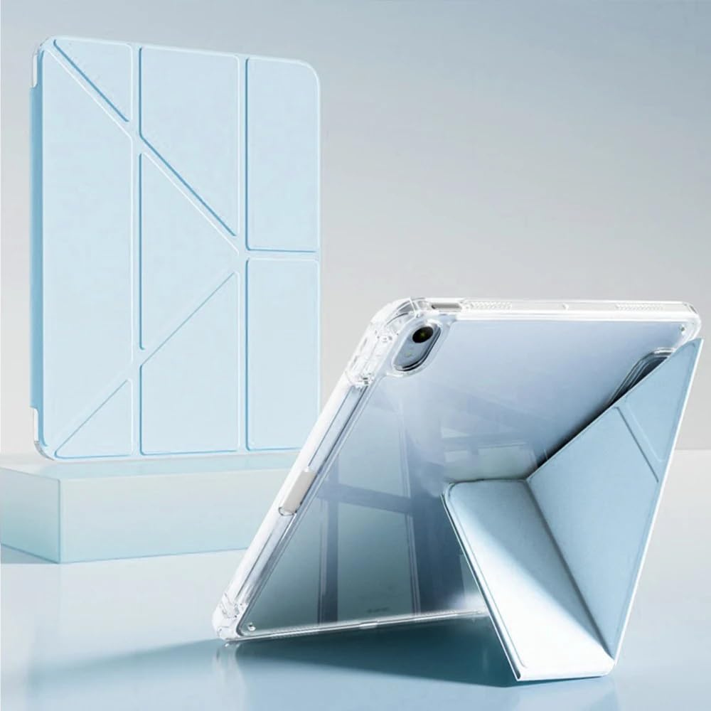 Coverzone Samsung Galaxy Tab S10 Lite ile uyumlu Kılıf SM-X400 Saydam Arka Kapak Flip Smart Cover Katlanabilir Standlı Darbe Emici Koruyucu Tablet Kılıfı Akıllı Uyku Özellikli Mavi