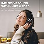 1Mii Y8 Hybrid Active Noise Cancelling Headphones, Hi-Res LDAC Wireless Audio, 75H Ultra-Long Playtime, Comfort Fit & Foldable Over Ear Bluetooth Headphones for Travel, Home, Office -Black - Image 2