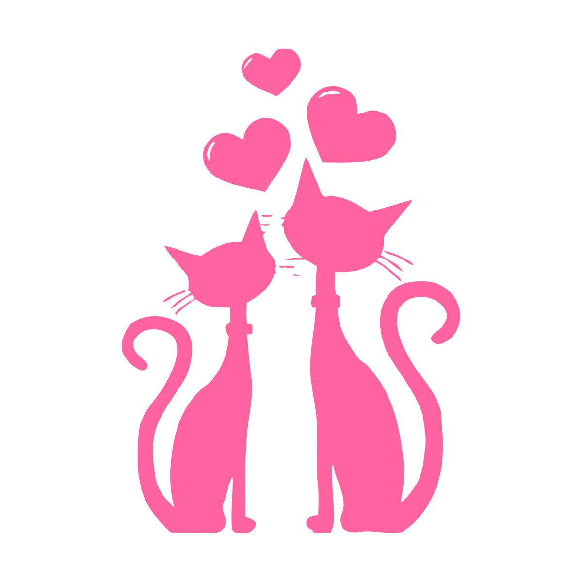 Lzhouting Wall Stickers 1057 Couple Cats Vinyl Wall Decals Romantic Home Wallpaper Murals Cat Lovers With Hearts Wall Art Sticker Bedroom Small - 28X42cm