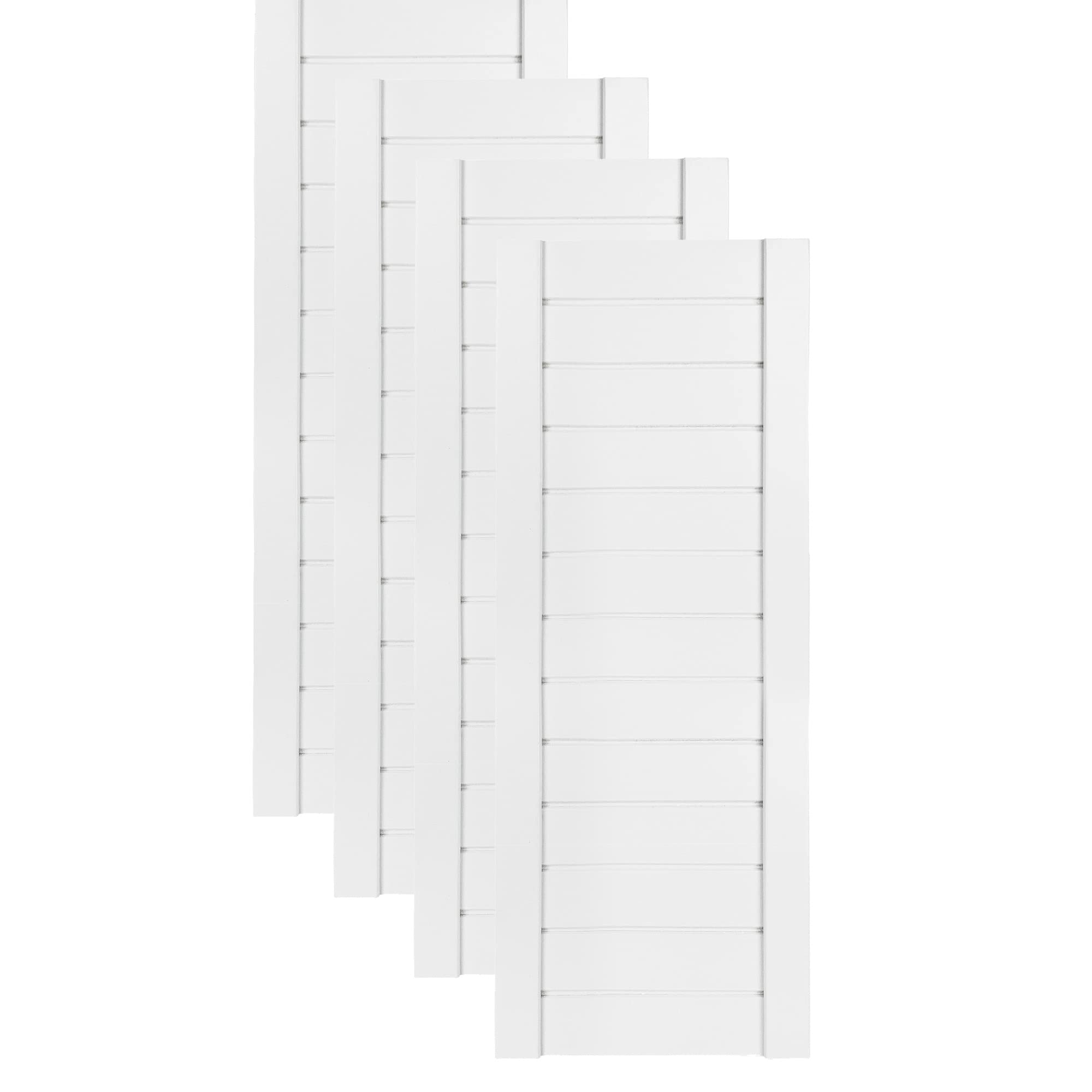 DecoMeister Puertas de Lamas Blancas de Madera Maciza con Tablones Listones Cerrados Para Armario Frente de Mueble Imprimado de Dimensiones 294x766 mm Juego de Cuatro Piezas
