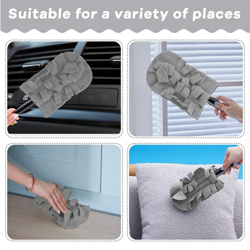 Image of Zubebe 6 Pcs Reusable Duster Refills Fleece,Grey | Soft Polyester Fiber Flat Duster Refill Multi Surface Washable Cleaning Pad Tools for Home, Blinds, Car, Pet, Furniture, Fans