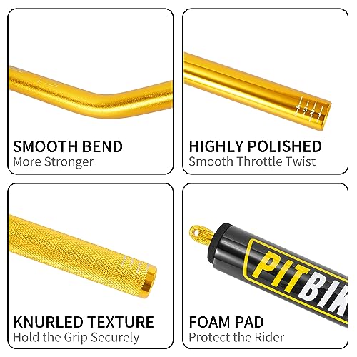 Image of Motorcycle Handlebars 7 /8 Inch,RUTU Universal Dirt Bike Handle Bar with Crossbar Pad Low-Rise Drag Bar for Motocross ATV Quad-Golden