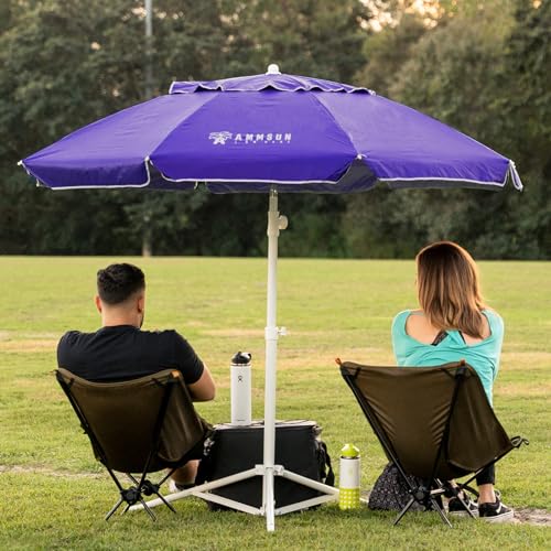 AMMSUN Shade Umbrella, Premium Portable Umbrella with Stand, 6.5ft Lightweight Free Standing Canopy for Sporting Games, Adjustable Instant Sun Protection and Easy to Carry, Purple by AMMSUN - Used condition - Image 2