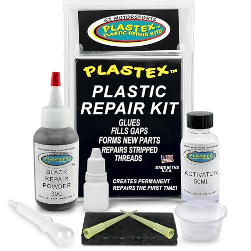 Plastex Plastic Repair Kits - Easily Glue, Repair or Remake Broken Plastic, Fiberglass, Wood & More!. (Standard Black Kit)