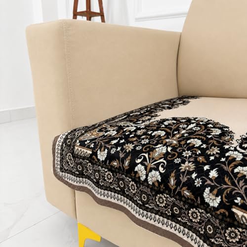 Image of Homerz Premium 'Maharaja Paradise Series' Sofa Cover | Net Fabric Sofa Cover | Washable, Anti-Dust Backed & Wrinkle Resistant Cover (Beige Empress, 1 Seater, Only Seat Cover)