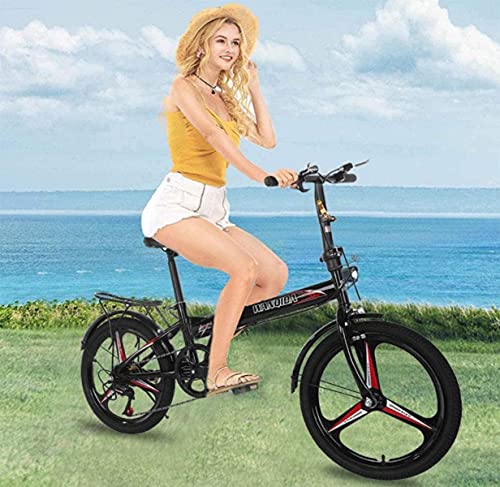 NB 20 Zoll Klapprad, Faltbares Faltrad Mit Variabler Geschwindigkeit, 7-Gang-Getriebesystem, Geringes Gewicht, Leicht Zu Falten, Sattel/Griff Höhenverstellbar,Für Rwachsene Und Kinder,Rot – Bild 3