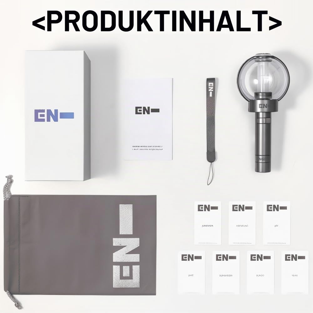 Offizieller Enhypen Lightstick Ver 2 mit Bluetooth Contral und 7 Fotokarten, Schwarz, Kunststoff, Leuchtstab