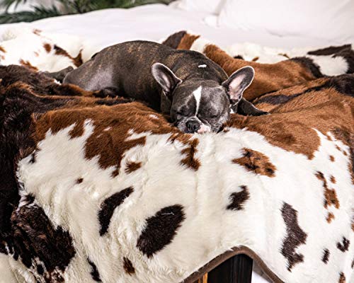 Paw Brands Pupprotector Waterproof Dog Blanket - Soft Plush Throw Protects Bed, Couch, Or Car From Spills, Stains, Scratching, Or Pet Fur - Machine Washable (Brown Faux Cowhide) #TOP4